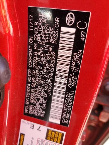 JTDKARFP4H3063059 - 2017 TOYOTA PRIUS PRIM 红色 照片 12