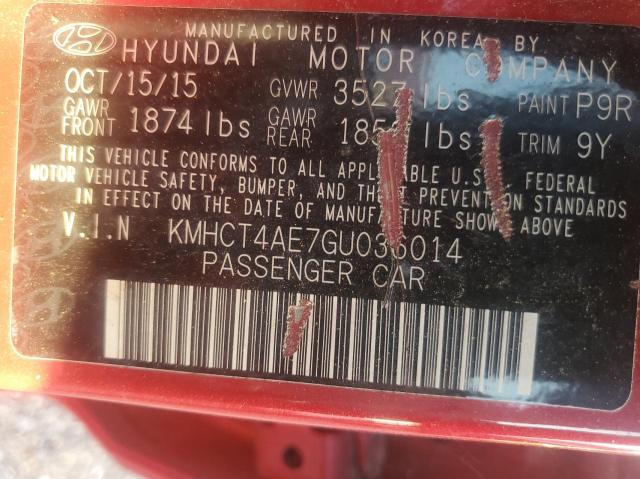 KMHCT4AE7GU036014 - 2016 HYUNDAI ACCENT SE RED photo 10