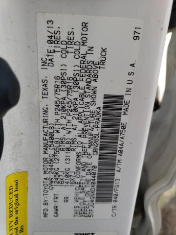 5TFJU4GNXDX044070 - 2013 TOYOTA TACOMA DOUBLE CAB PRERUNNER WHITE photo 13