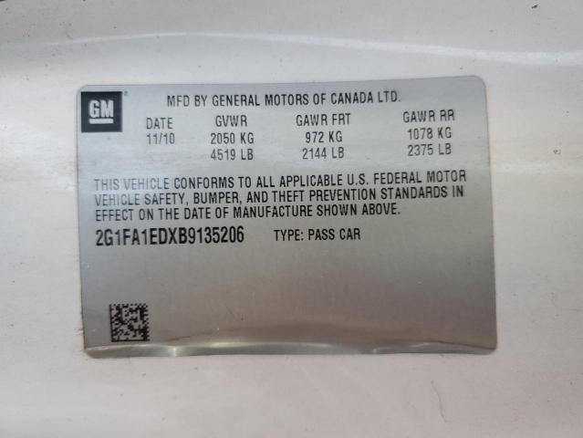 2G1FA1EDXB9135206 - 2011 CHEVROLET CAMARO LS WHITE photo 13