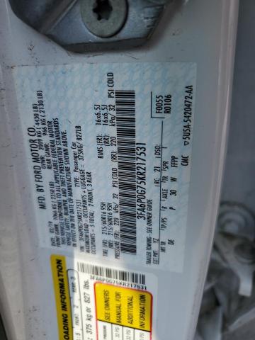 3FA6P0G75KR217531 - 2019 FORD FUSION S თეთრი ფოტო 12