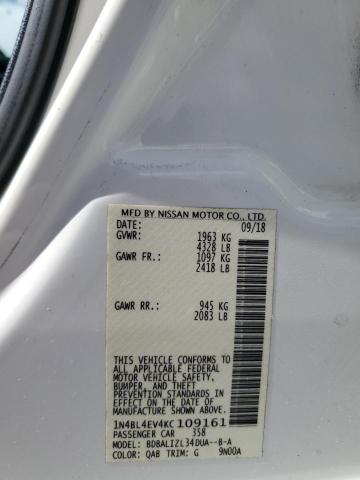 1N4BL4EV4KC109161 - 2019 NISSAN ALTIMA SL WHITE photo 13