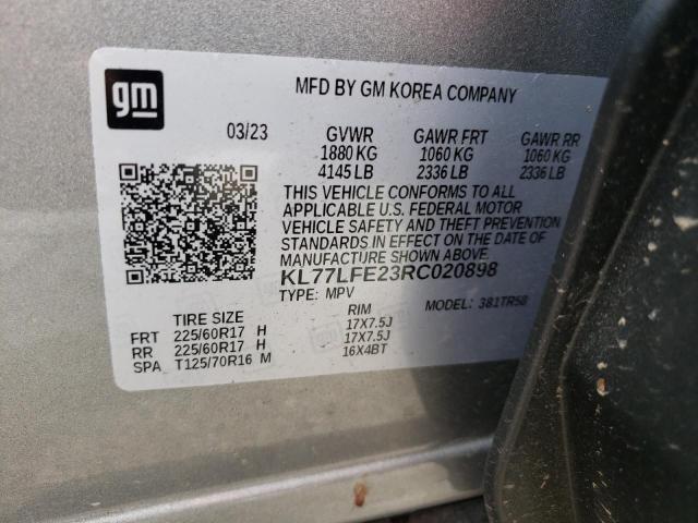 KL77LFE23RC020898 - 2024 CHEVROLET TRAX LS GRAY photo 13