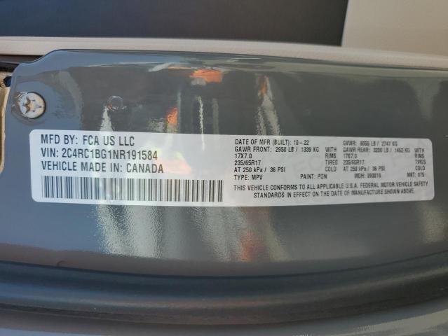 2C4RC1BG1NR191584 - 2022 CHRYSLER PACIFICA TOURING L GRAY photo 13