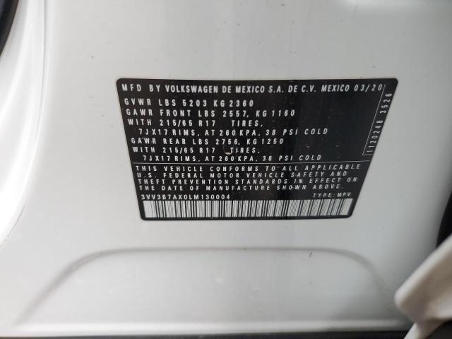 3VV3B7AX0LM130004 - 2020 VOLKSWAGEN TIGUAN SE WHITE photo 13