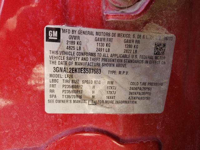 3GNAL2EK0ES507683 - 2014 CHEVROLET CAPTIVA LS 红色 照片 12