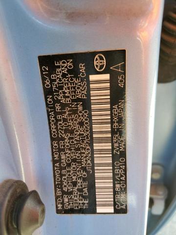 JTDKN3DP7C3020090 - 2012 TOYOTA PRIUS PLUG BLUE photo 12