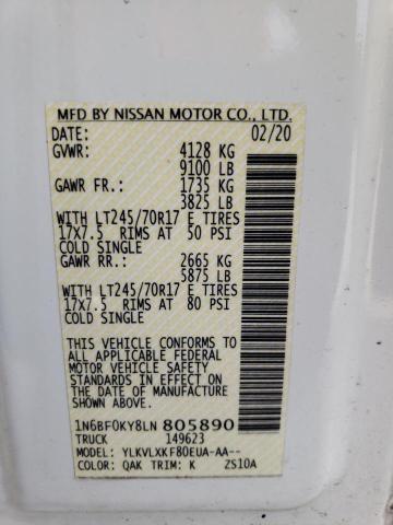 1N6BF0KY8LN805890 - 2020 NISSAN NV 2500 S WHITE photo 12