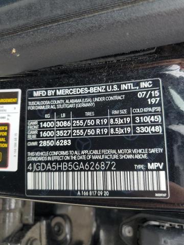 4JGDA5HB5GA626872 - 2016 MERCEDES-BENZ GLE 350 4MATIC BLACK photo 14