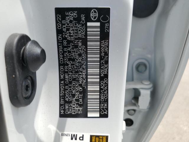 JTNC4MBE4N3165729 - 2022 TOYOTA COROLLA XSE WHITE photo 12