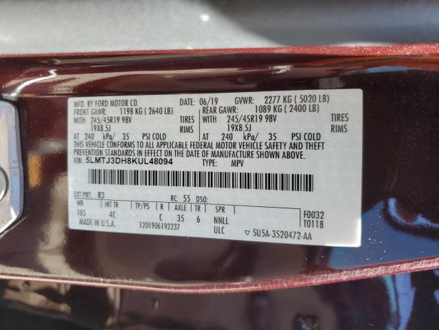 5LMTJ3DH8KUL48094 - 2019 LINCOLN MKC RESERVE Bordo foto 14