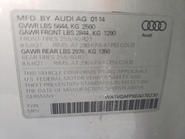WA1VGAFPXEA078230 - 2014 AUDI SQ5 PRESTIGE SILVER photo 13