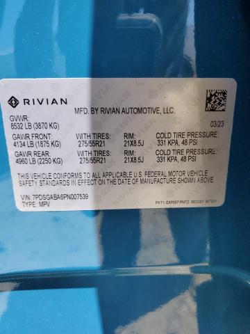 7PDSGABA6PN007539 - 2023 RIVIAN R1S ADVENTURE BLUE photo 13