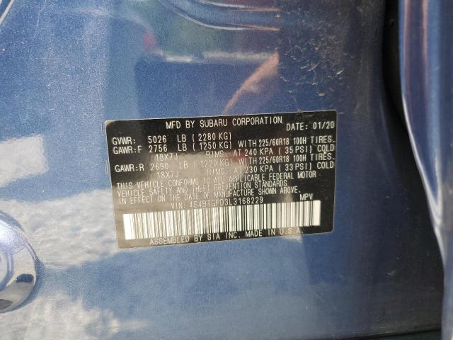 4S4BTGPD3L3168229 - 2020 SUBARU OUTBACK TOURING LDL Կապույտ լուսանկար 13