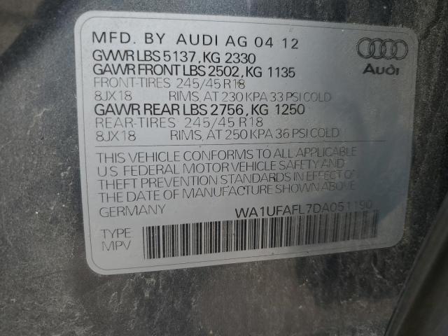 WA1UFAFL7DA051190 - 2013 AUDI A4 ALLROAD PREMIUM PLUS GRAY photo 13