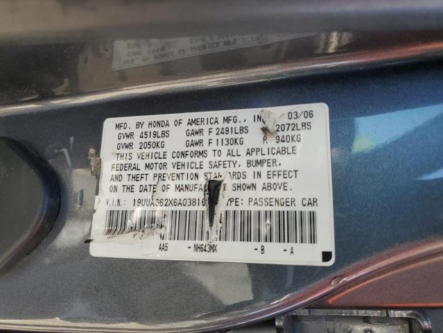 19UUA662X6A038169 - 2006 ACURA 3.2 TL GRAY photo 12