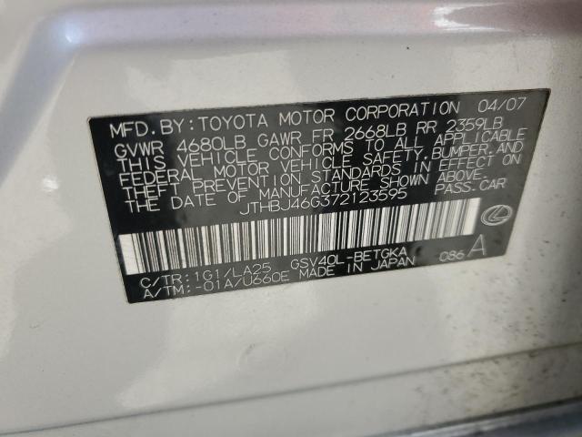 JTHBJ46G372123595 - 2007 LEXUS ES 350 SILVER photo 10