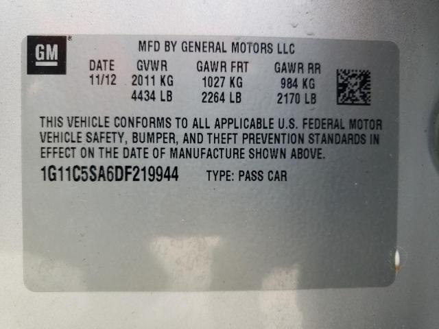 1G11C5SA6DF219944 - 2013 CHEVROLET MALIBU 1LT SILVER photo 12