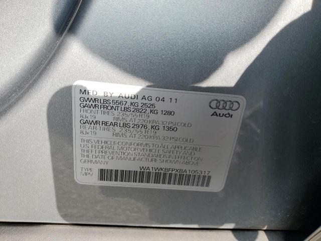 WA1WKBFPXBA105317 - 2011 AUDI Q5 PRESTIGE GRAY photo 13