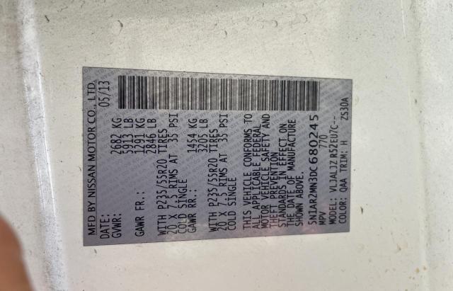 5N1AR2MN3DC680245 - 2013 NISSAN PATHFINDER S WHITE photo 10