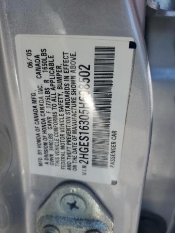 2HGES16305H608502 - 2005 HONDA CIVIC DX VP Gümüş foto 12