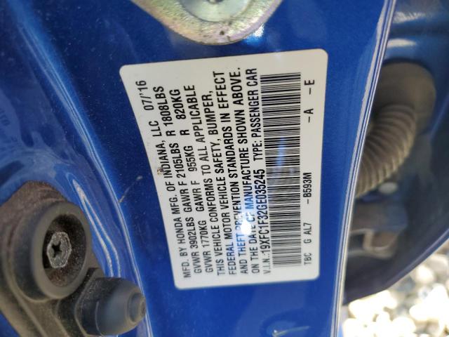19XFC1F32GE035245 - 2016 HONDA CIVIC EX BLUE photo 12
