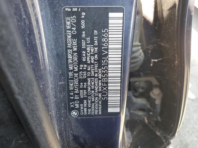 5UXFB53515LV16865 - 2005 BMW X5 4.4I BLUE photo 13