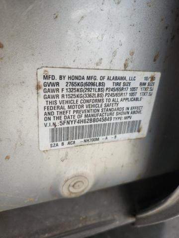 5FNYF4H62BB045849 - 2011 HONDA PILOT EXL SILVER photo 12