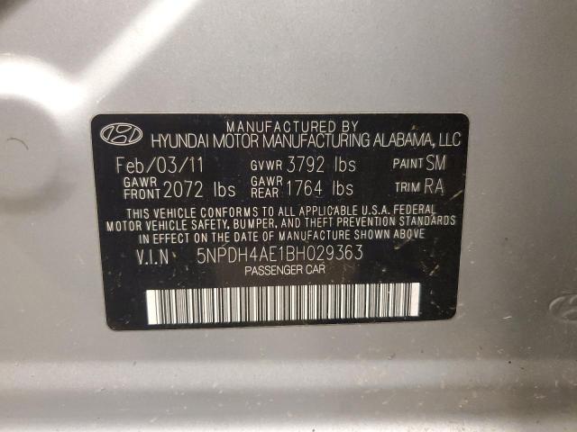 5NPDH4AE1BH029363 - 2011 HYUNDAI ELANTRA GLS SILVER photo 12