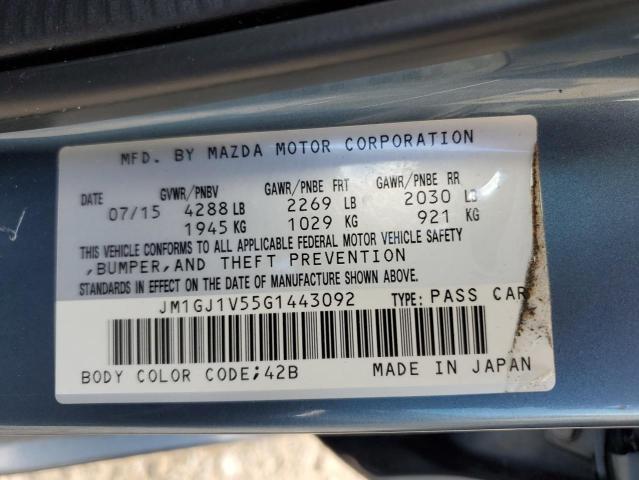 JM1GJ1V55G1443092 - 2016 MAZDA 6 TOURING BLUE photo 12