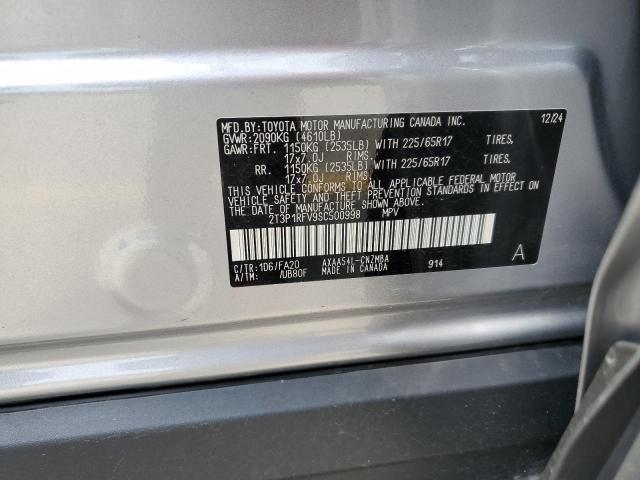 2T3P1RFV9SC500998 - 2025 TOYOTA RAV4 XLE SILVER photo 13