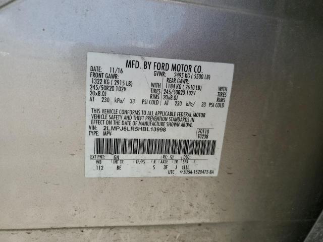 2LMPJ6LR5HBL13998 - 2017 LINCOLN MKX RESERVE Բեժ լուսանկար 12