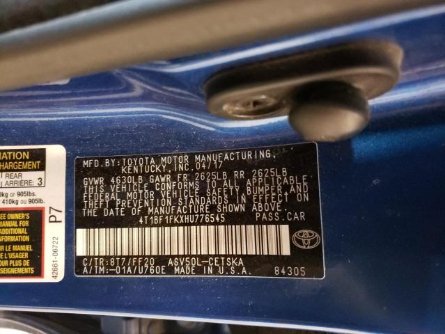 4T1BF1FKXHU776545 - 2017 TOYOTA CAMRY LE BLUE photo 13