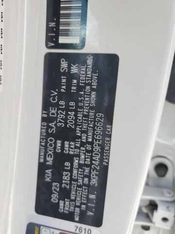 3KPF24AD9PE696629 - 2023 KIA FORTE LX WHITE photo 12