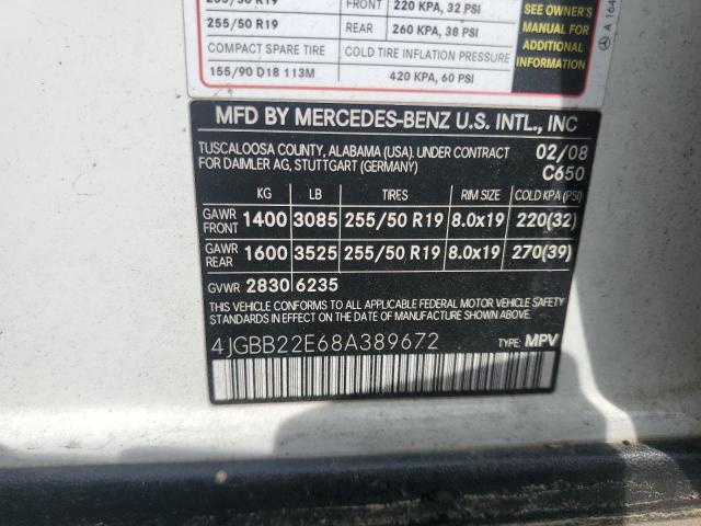 4JGBB22E68A389672 - 2008 MERCEDES-BENZ ML 320 CDI WHITE photo 13