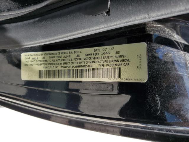 3VWPW31C88M502462 - 2008 VOLKSWAGEN NEW BEETLE S BLACK photo 12