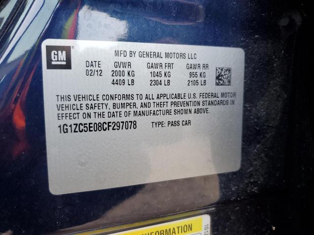 1G1ZC5E08CF297078 - 2012 CHEVROLET MALIBU 1LT BLUE photo 12