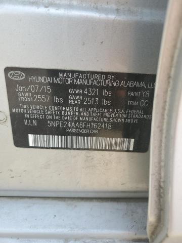 5NPE24AA6FH162418 - 2015 HYUNDAI SONATA ECO SILVER photo 12