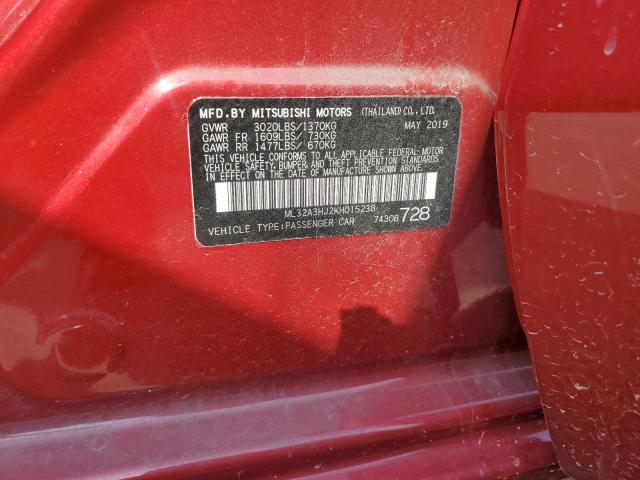 ML32A3HJ2KH015238 - 2019 MITSUBISHI MIRAGE ES Kırmızı fotoğraf 12