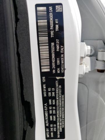 ZARFAEDN9H7532706 - 2017 ALFA ROMEO GIULIA Q4 WHITE photo 12