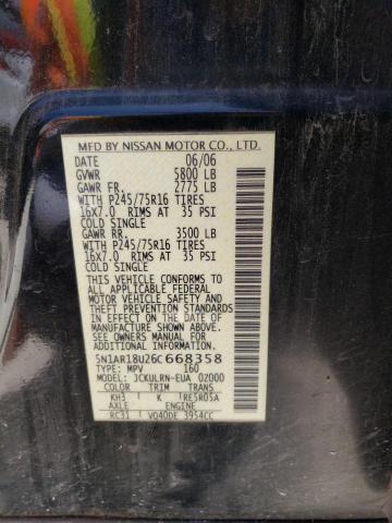 5N1AR18U26C668358 - 2006 NISSAN PATHFINDER LE 黑色 照片 13