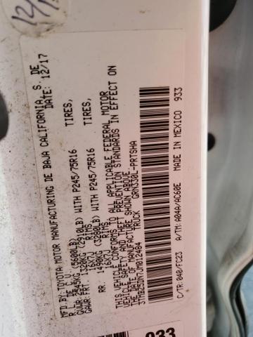 3TMBZ5DN7JM012484 - 2018 TOYOTA TACOMA DOUBLE CAB 白色 照片 12