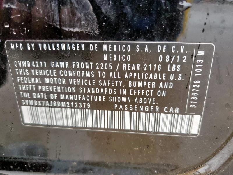 3VWDX7AJ6DM212379 - 2013 VOLKSWAGEN JETTA SE 黑色 照片 12