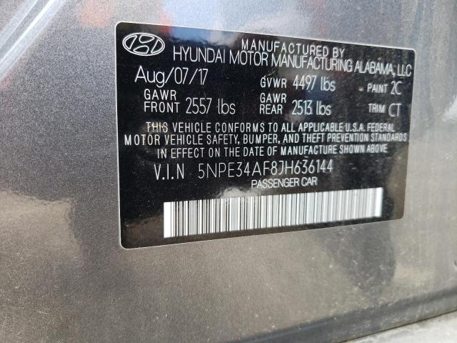 5NPE34AF8JH636144 - 2018 HYUNDAI SONATA SPORT GRAY photo 12