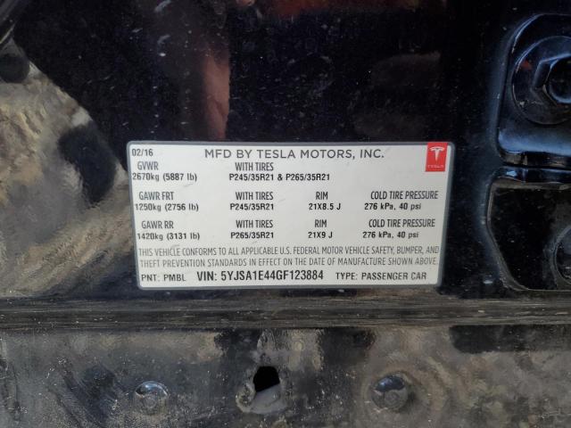5YJSA1E44GF123884 - 2016 TESLA MODEL S 黑色 照片 12