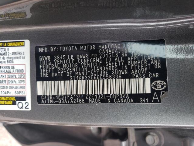 2T1KR32E66C556336 - 2006 TOYOTA COROLLA MA XR GRAY photo 12
