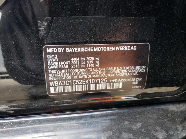 WBA3C1C52EK107125 - 2014 BMW 328 I SULEV BLACK photo 12