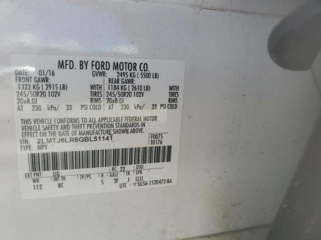 2LMTJ6LR6GBL51141 - 2016 LINCOLN MKX RESERVE WHITE photo 13