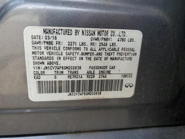 JN1CV7AP6GM202639 - 2016 INFINITI Q50 BASE Boz foto 12