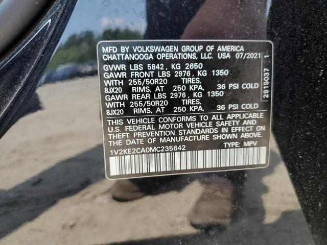 1V2KE2CA0MC235642 - 2021 VOLKSWAGEN ATLAS CROS SE BLACK photo 13